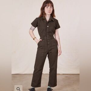 Big Bud Press Petite Short Sleeve Jumpsuit - Espresso Brown